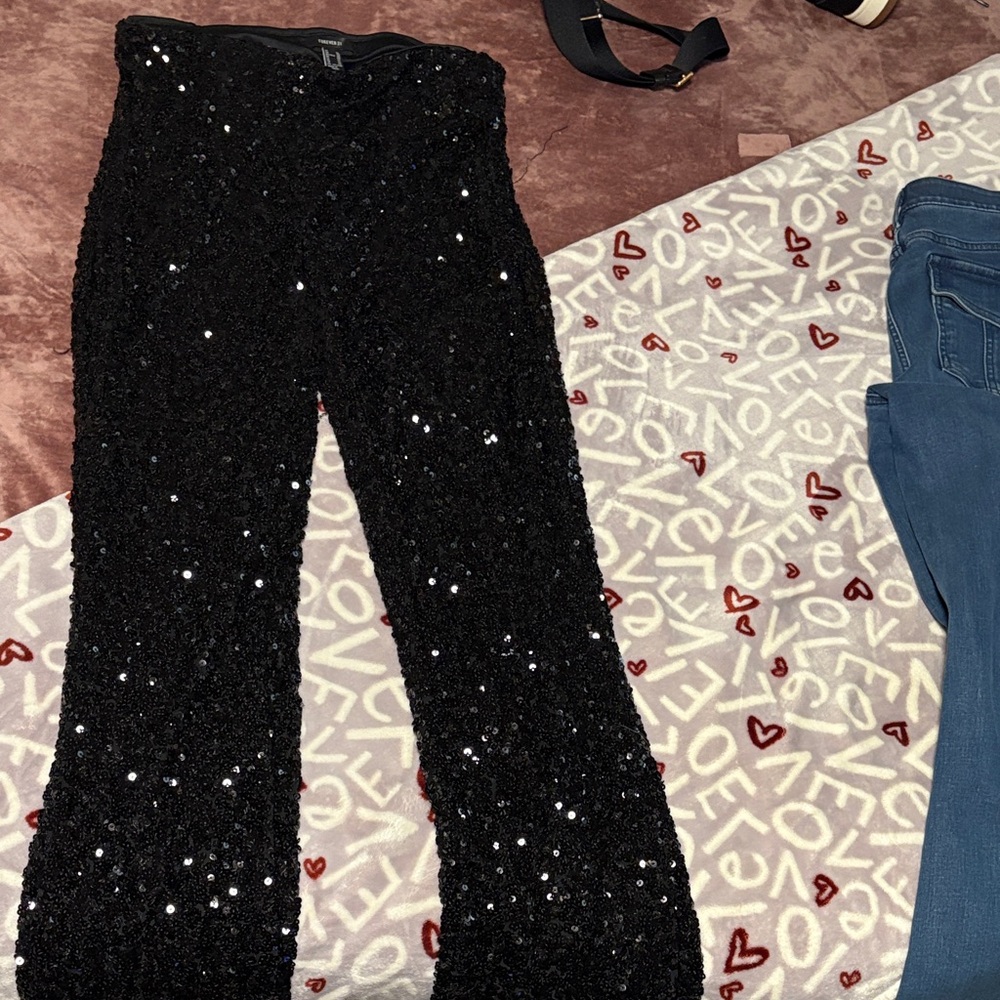 Forever 21 Shimmering Black Sequin Blouse